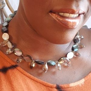 Black lip MOP and Sinox Crystal Necklace